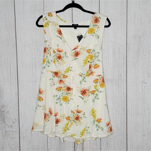 Torrid Floral Rayon Slub Button Up With Waist Detail Tank, size 3 - Picture 2 of 7